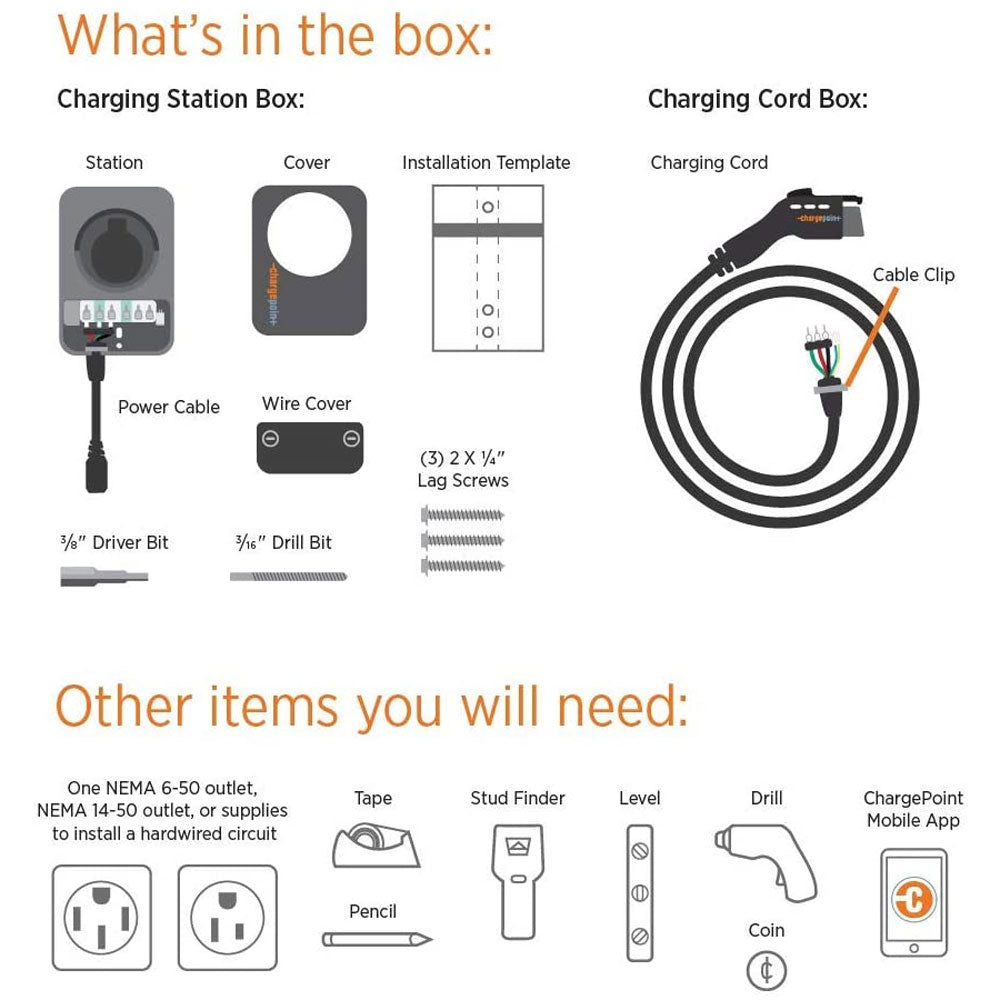 ChargePoint Home Flex Level 2 WiFi NEMA 14-50 Plug Electric Vehicle EV Charger